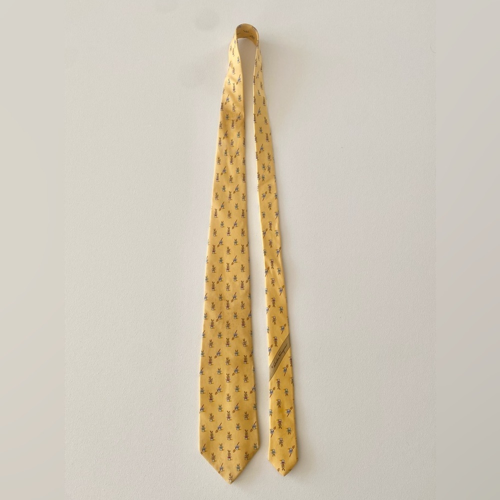 Yellow Ferragamo Rabbit Tie - Picture 3 of 4